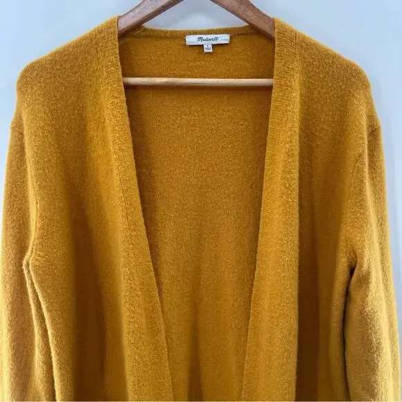 Madewell Mustard Orange Wool Alpaca Blend Boho Open Cardigan Sweater Size Small - Picture 3 of 10